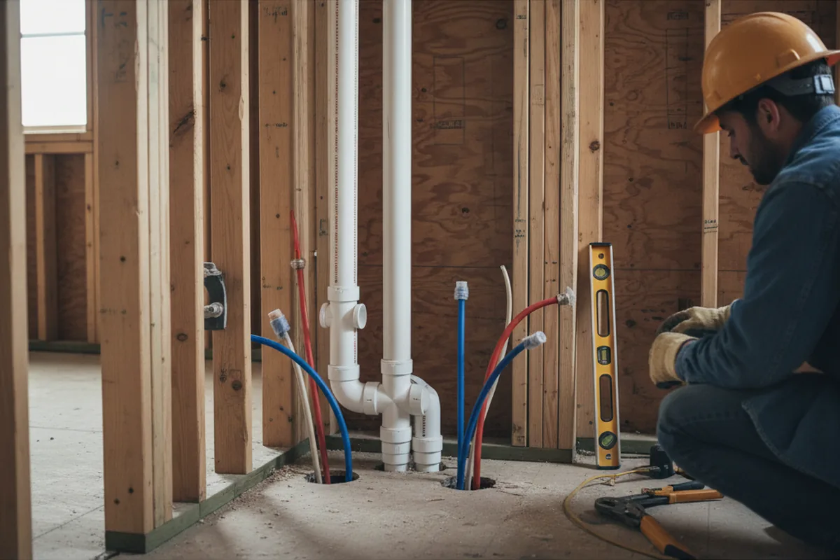 Drain and supply rough-in during Sump Pump Repair in Boynton Beach