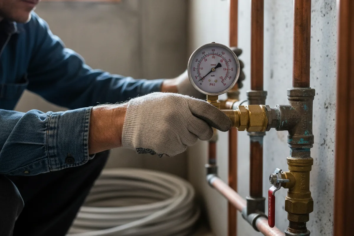 Pressure testing a repaired line during Water Line Repair in Boynton Beach